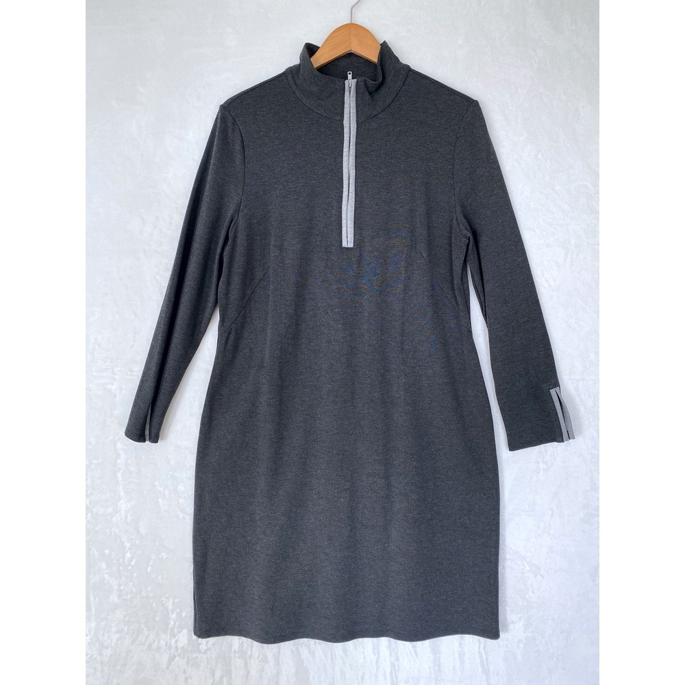Jude Connally Anna Dress Charcoal Gray Quarter Zip Dress XXL‎ Made in USA